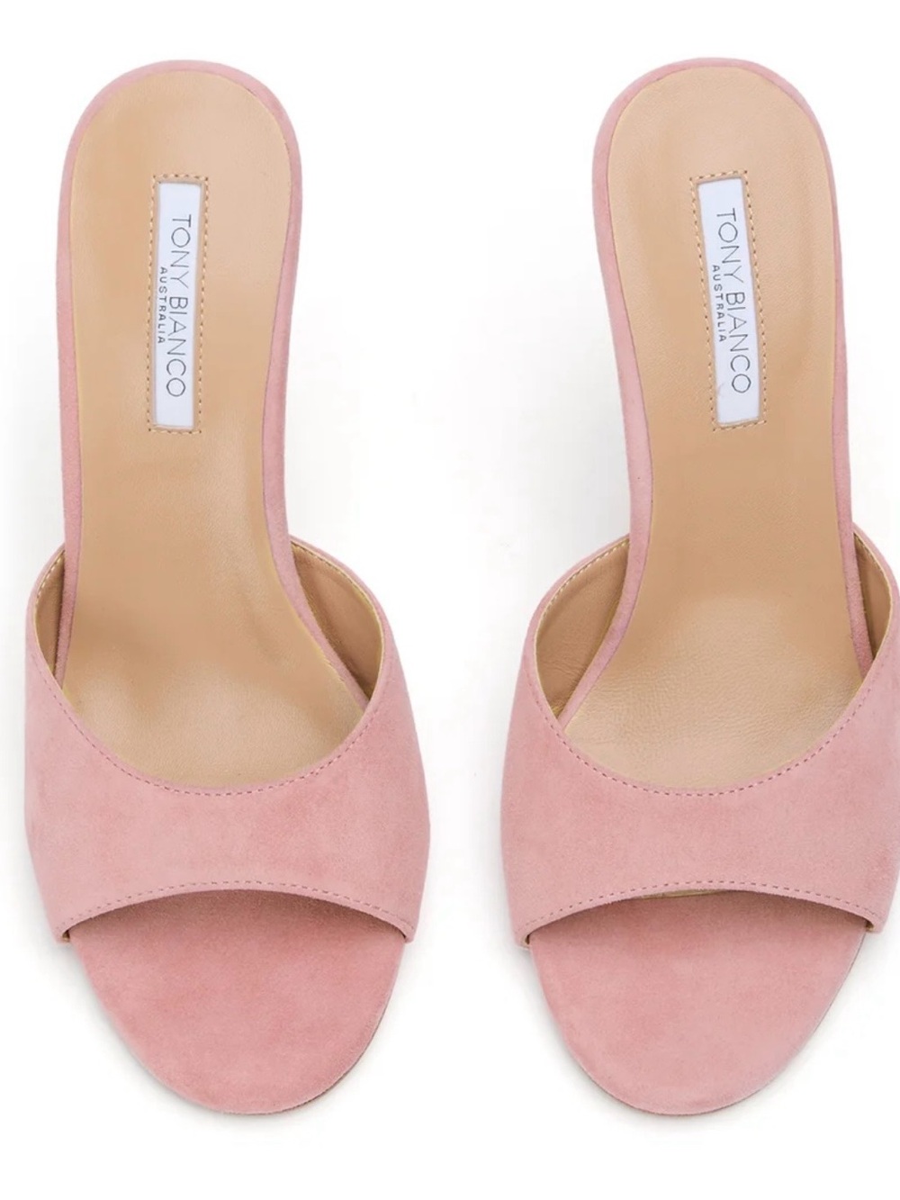Tony Bianco Blush Pink Suede Open-Toe Mules